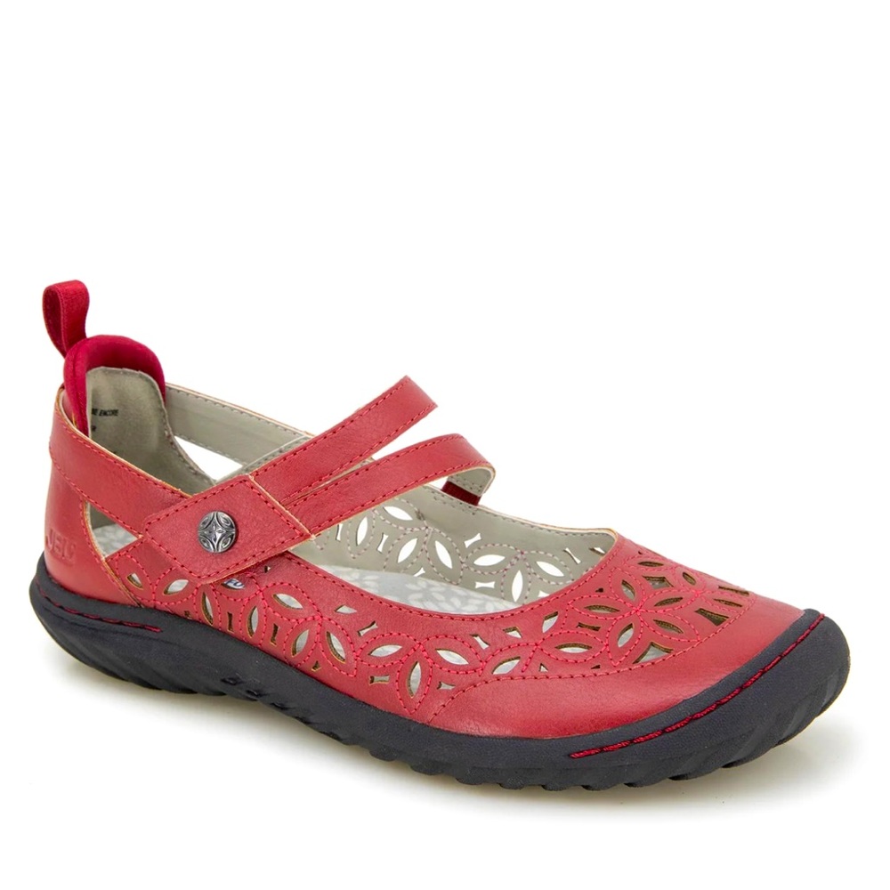 JBU Bellerose Encore Red Vegan Leather Mary Jane Shoes Size 11 Memory Foam